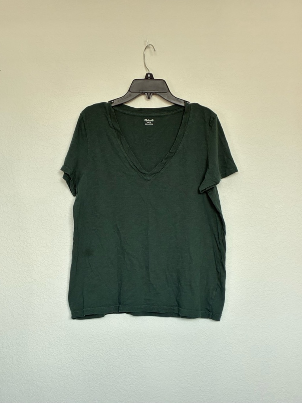 Madewell Green V-Neck Tee | Short Sleeve Basic Top | Size M
